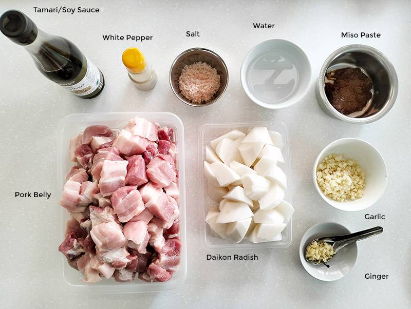 Miso Braised Pork Belly Ingredients
